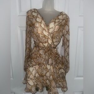 Leith Snake Print Ruffle Dress